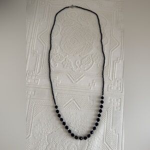 Vintage 1950's Faceted Black Glass Bead Necklace